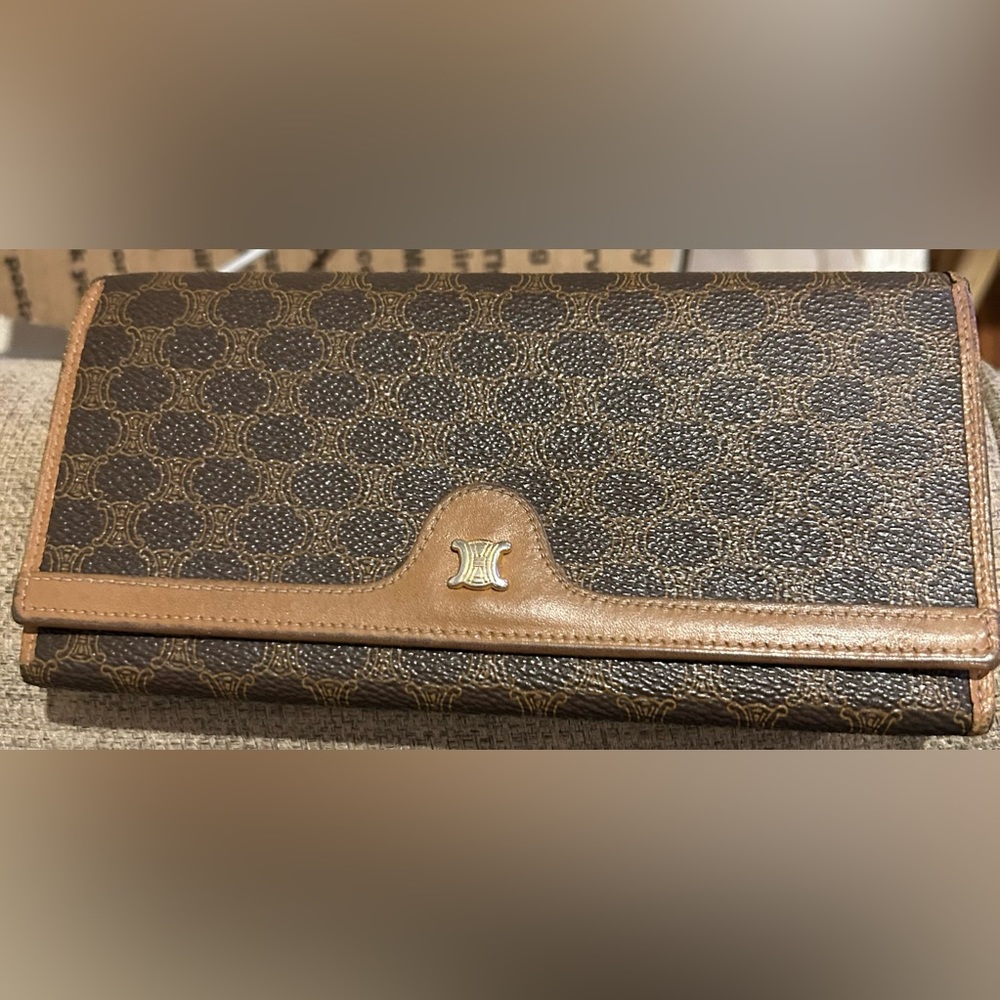 Celine Long Wallet - Macadam Coated PVC and Leather - Very Good Condition